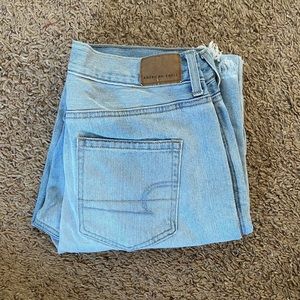 American Eagle Hemmed Style Light Wash Mom Jeans